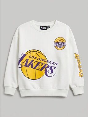 🛍️4/$20🛍️ Los Angeles Lakers White Graphic Sweatshirt Size 6-7